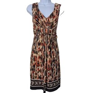 Y2K Vintage Geometric Print Baby Doll Empire Waist Midi Dress Size‎ 10 Petite